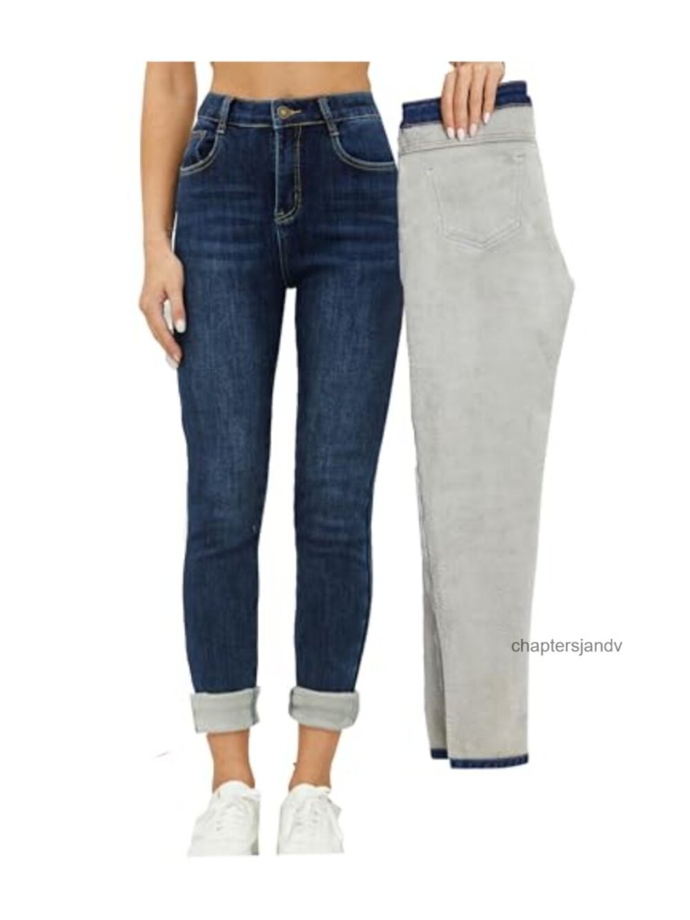 Fleece Lined Thermal Skinny Jeans High Rise Stretch Winter Jeggings